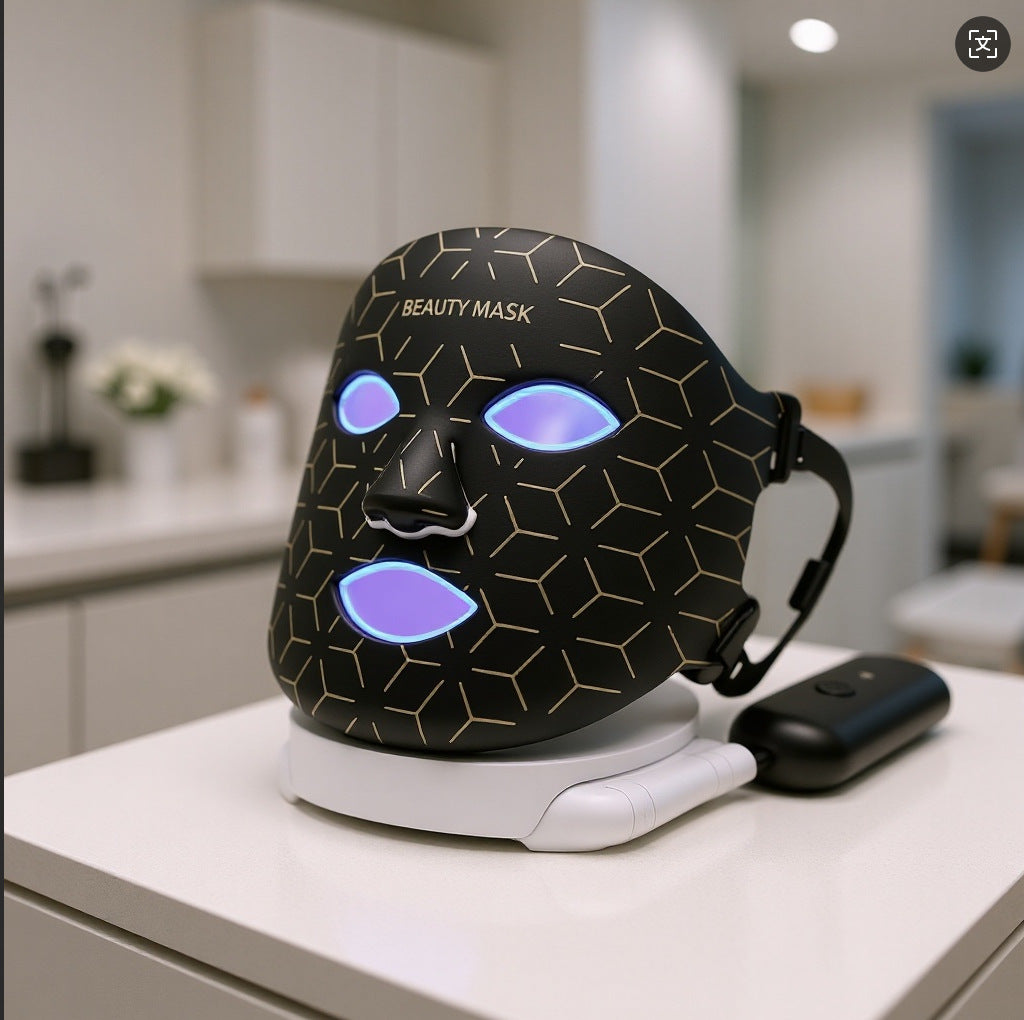 7-Color LED Silicone Face Mask – 91 RGB Lights, Wireless, Remote Control for Skin Rejuvenation