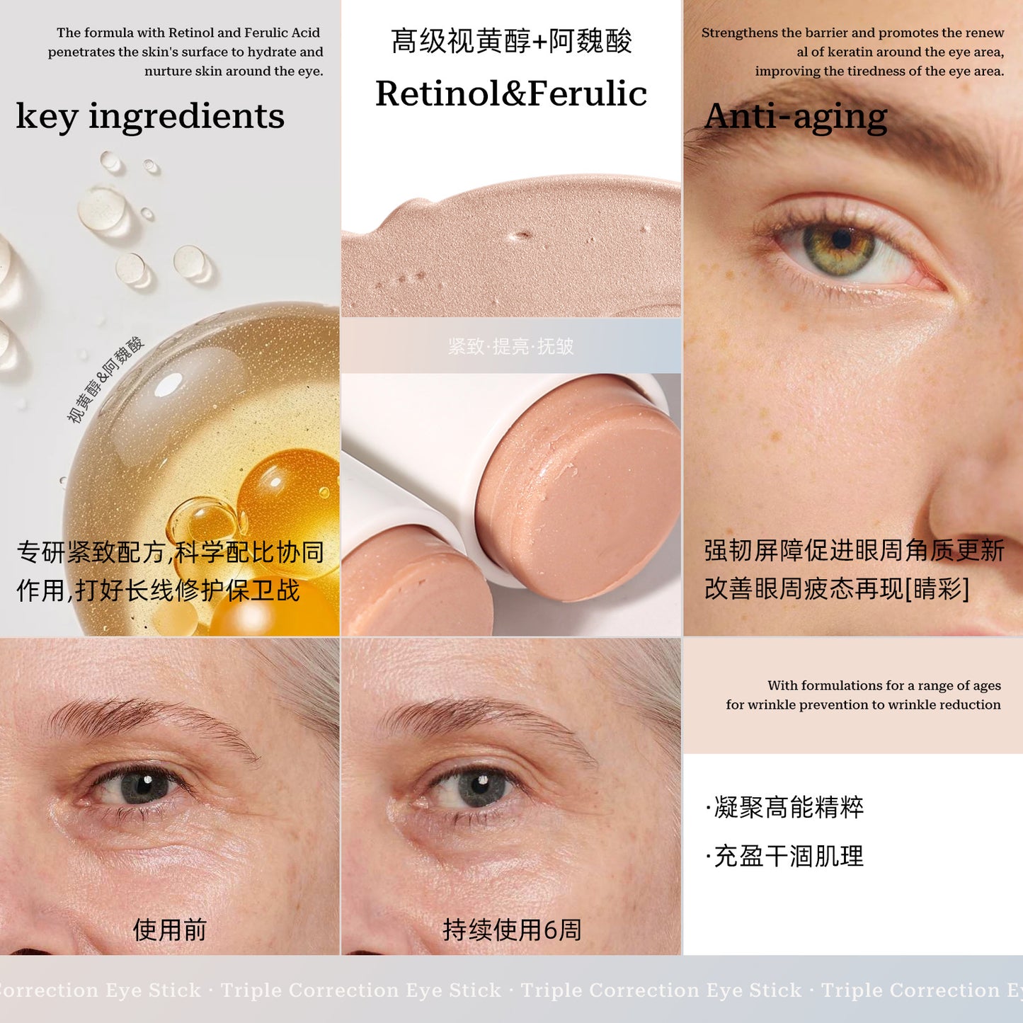 Retinol & Ferulic Acid Age-Defying Eye Stick - Deep Hydration & Firming Balm