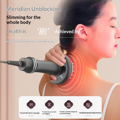 Electric Meridian Massage Brush – 9-Level Gua Sha Body Massager with Heat & Microcurrent for Full Body Slimming and Relaxation