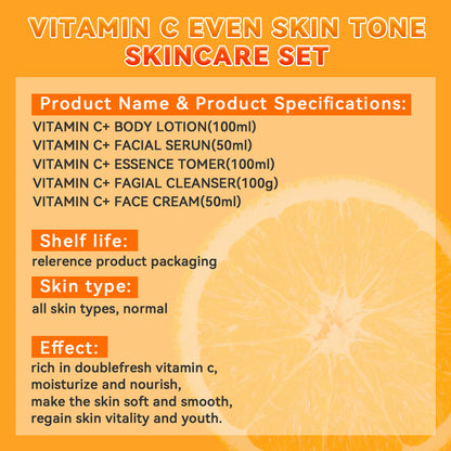Vitamin C Anti-Wrinkle Hydrating Skincare Set | Daily Antioxidant Routine for Firm, Glowing Skin